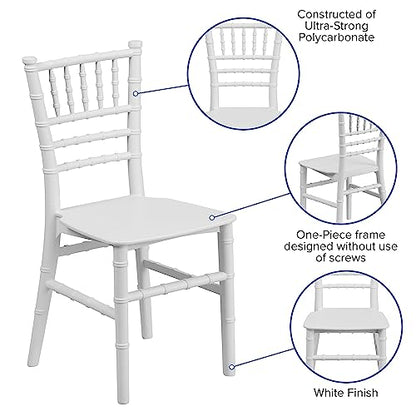 Flash Furniture HERCULES 10 Pack Childâ€™s White Resin Party and Event Chiavari Chair for Commercial & Residential Use