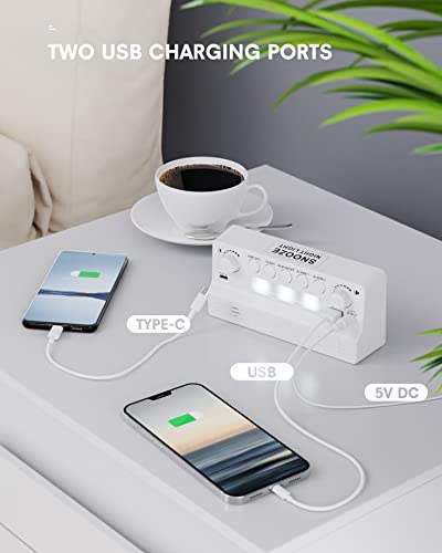 Mesqool Digital Alarm Clock for Bedroom, White, 7-Inch Screen, Adjustable Brightness, Loud Alarm, USB Charger, 12H/24H Time Format, Night Light, Dual Alarms, 18-Month Warranty
