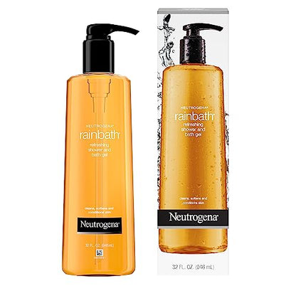 Neutrogena Rainbath Refreshing & Cleansing Shower & Bath Gel, Moisturizing Daily Body Wash Cleanser, Bath Gel & Shaving Gel for Soft Skin, Lathering Body Wash in Original Scent, 32 fl. oz