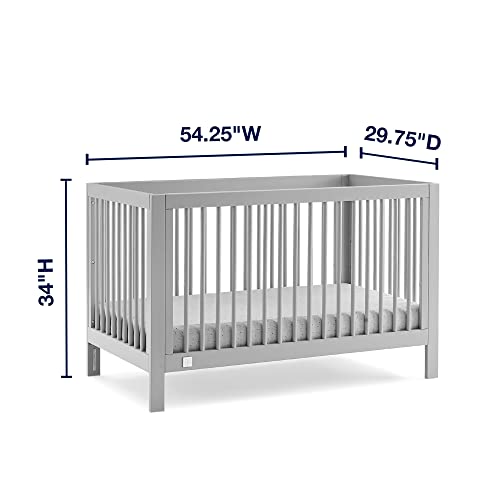 babyGap by Delta Children Charlie 6-in-1 Convertible Crib TrueSleep Crib and Toddler Mattress Legacy 3 Drawer Dresser (Bundle), Grey