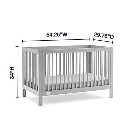 babyGap by Delta Children Charlie 6-in-1 Convertible Crib TrueSleep Crib and Toddler Mattress Legacy 3 Drawer Dresser (Bundle), Grey