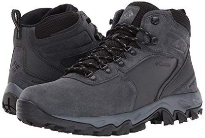 Columbia Men's Newton Ridge Plus II Suede Waterproof Boot, Breathable with High-Traction Grip, shark/black,9