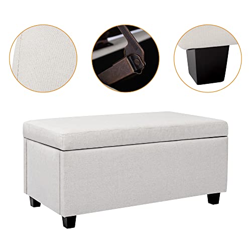 Homestripe Upholstered Storage Ottoman and Entryway Bench for Living Room, Set of 1,White
