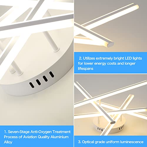 YEEZONE LED Ceiling Light, Modern LED Flush Mount Light, with Memory Remote Control Dimmable 3000K-6500K for Dining Room, Living Room, Kitchen, Bedroom, Office (White)