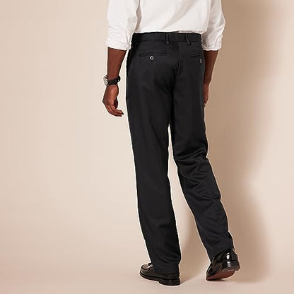 Amazon Essentials Men's Classic-Fit Expandable-Waist Flat-Front Dress Pant, Black, 30W x 34L