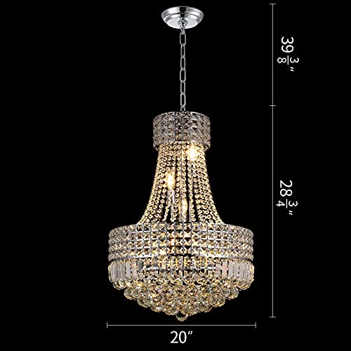 Crystal Chandeliers for dining Room K9 Modern Crystal Chandelier classic luxury Imperial Style 9 Lights Chandelier Ceiling Dining room living room indoor bedroom Chandelier E12(Silver, D20 in)