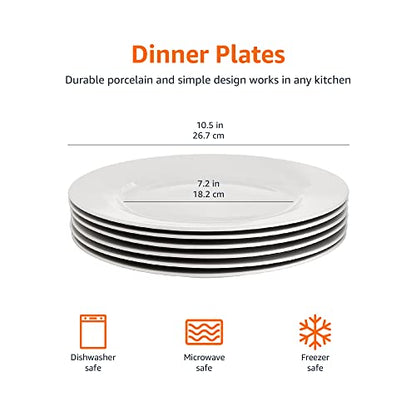 Amazon Basics 6-Piece White Dinner Plate Set