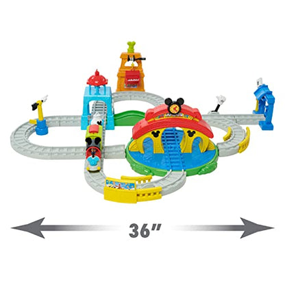 Disney Junior Mickey Mouse Around Town Track Set, 40-piece Remote Control Toy Train, Officially Licensed Kids Toys for Ages 3 Up, Gifts and Presents, Amazon Exclusive