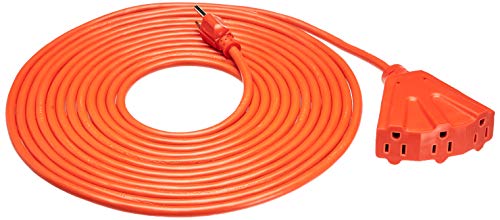 Amazon Basics 25-Foot 3-Prong Vinyl Indoor/Outdoor Extension Cord with 3 Outlets - 13 Amps, 1625 Watts, 125 VAC - Orange
