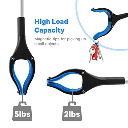 ALFELE Grabber Tool 2 Pack, Long 32" Reacher Grabber Pickup Tool with 4" Wide Claw Opening, Strong Grip Magnetic Tip Lightweight Trash Picker Claw Grabber Reacher Tool Elderly Reaching