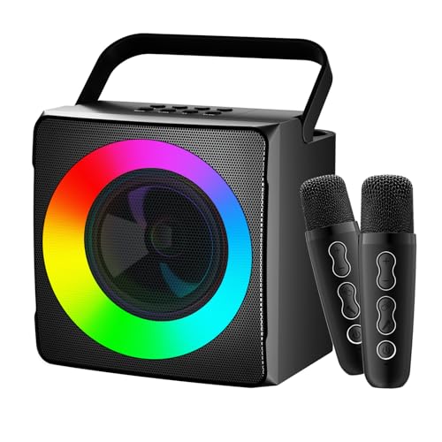 TodHeei Karaoke Machine, Portable Karaoke System for Kids Adults Bluetooth Karaoke Speaker with 2 Wireless Mics and Colorful Lights, Ideal Gifts for Girls Boys Party