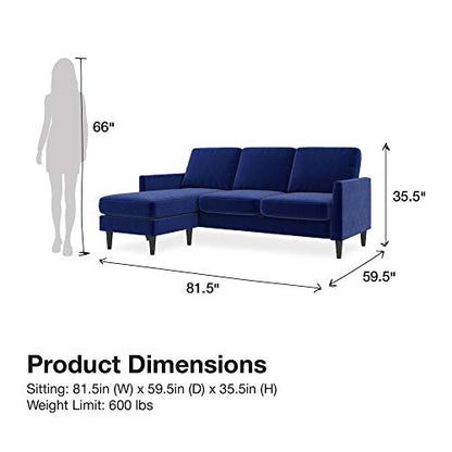 Mr. Kate Winston Sofa Sectional, Blue Velvet