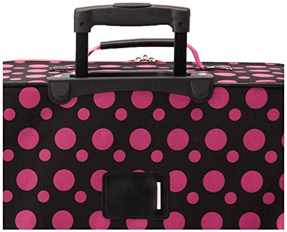 Rockland Fashion Softside Upright Luggage Set, Black/Pink Dot, 4-Piece (14/19/24/28)
