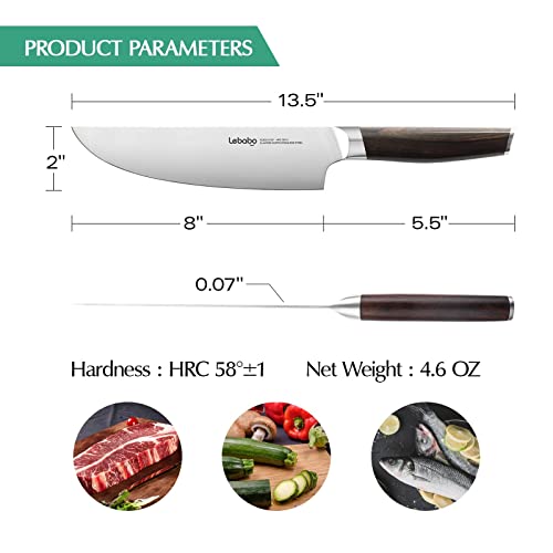 Lebabo 8 Inch Chef's Knife Professional, Kitchen Chef Knife, 9Cr18MoV 5-Layer Alloy Clad Steel, Ultra Sharp Meat Paring Knives for Kitchen & Restaurant, Ebony Wood Ergonomic Handle, Gift Box