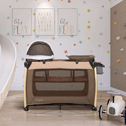 Dream On Me Princeton Deluxe Nap N Pack 3-in-1 Convertible Playard, Changer and Bassinet, Lightweight and Portable Baby Playard, Breathable Mesh, Easy to Carry Travel Playard