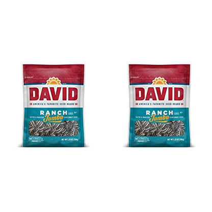 DAVID SEEDS Roasted and Salted Ranch Jumbo Sunflower Seeds, 5.25 oz (Pack of 2)
