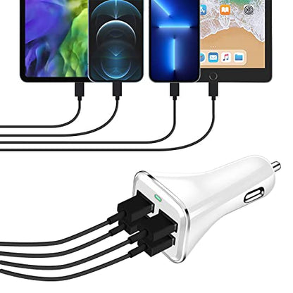 Car Charger Adapter, QC 3.0 USB car Charger, 4-Port Multi 9.6 Amp 48W Fast Car Charger Compatible with iPhone 14/13/12/11 Pro Max, Samsung Galaxy S22 Note20, LG, Pixel [2PACK].