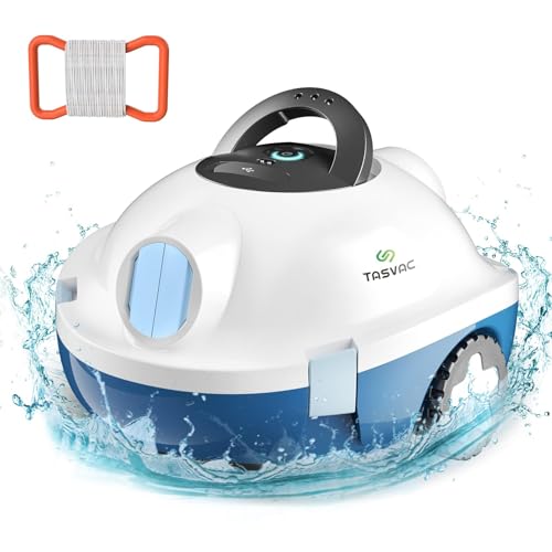 𝟮𝟬𝟮𝟯 𝙐𝙥𝙜𝙧𝙖𝙙𝙚 TASVAC Cordless Robotic Pool Cleaner, Automatic Pool Vacuum, 90 Mins Runtime, Powerful, Self-Parking, Lightweight, Ideal for Flat Above/In-Ground Pool up to 1100 Sq.Ft