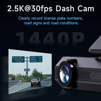 E-YEEGER 2.5K Dash Cam Front: Mini Dash Cam for Cars, 1440P Car Camera with APP, WiFi Dash Cam with WDR Night Vision, 24 Hours Parking Monitor Dashcams, 170°Wide, G-Sensor