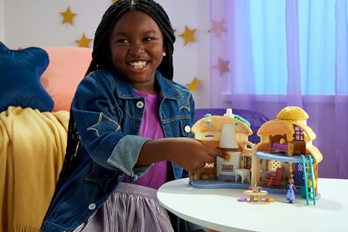 Mattel Disney Wish Mini Doll & Dollhouse Playset, Asha of Rosas Cottage with Micro Doll, Star Figure & 15+ Furniture & Accessories, Travel Toys