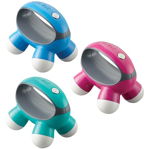 HoMedics, Quatro Mini Hand-Held Massager with Hand Grip, Battery Operated Vibration Massage, 4 Massage Nodes, Powered by 2 AAA Batteries (Included), Assorted Colors