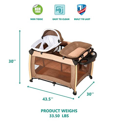 Dream On Me Princeton Deluxe Nap N Pack 3-in-1 Convertible Playard, Changer and Bassinet, Lightweight and Portable Baby Playard, Breathable Mesh, Easy to Carry Travel Playard