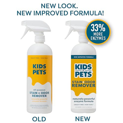 KIDS 'N' PETS - Instant All-Purpose Stain & Odor Remover – 27 fl oz - Permanently Eliminates Tough Stains & Odors – Even Urine Odors - No Harsh Chemicals, Non-Toxic & Child Safe, Multi-Color