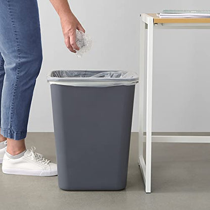 Amazon Basics 10 Gallon Rectangular Commercial Office Wastebasket, 2 Pack, Grey (Previously AmazonCommercial brand)