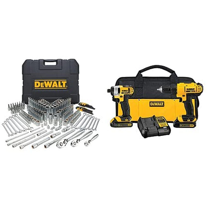 DEWALT Mechanics Tools Kit and Socket Set, 204-Piece (DWMT72165) & 20V MAX* Cordless Drill Combo Kit, 2-Tool (DCK240C2)