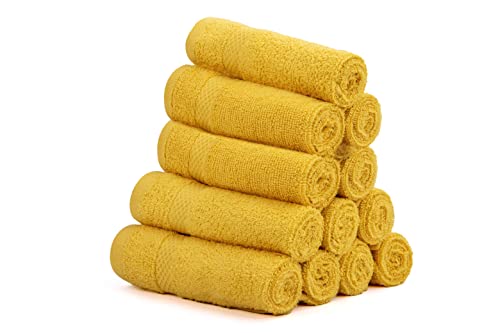 Premium 100% Cotton Wash Cloths, 12 Piece Set, 13x13 Inches, Luxury towels, Durable, Fingertip Towel Quick Dry & Extra Absorbent Cleaning Cloth Face Cloths for Home, Spa, Hotel, Bathroom & Kitchen
