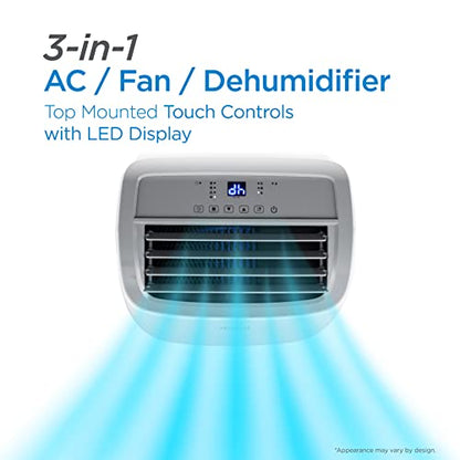 BLACK+DECKER 8,000 BTU Portable Air Conditioner up to 350 Sq. with Remote Control, White