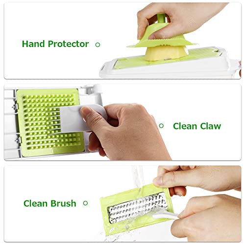 Food Dicer, Vegetable Chopper 6 Blades, Mandoline Slicer for Kitchen, Onion Chopper Dicer, Kitchen Chopper Mandolin Slicer, Fruit and Veggie Chopper with Container Vegetable Cutter Green