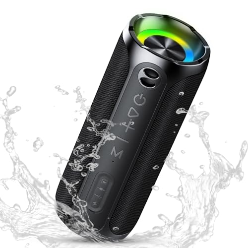 Portable Bluetooth Speakers, IPX7 Waterproof Speaker Bluetooth Wireless, 20W Loud Stereo Sound, 24H Playtime, RGB Lights, Dual Pairing, Bluetooth 5.3 Wireless Speaker for Travel Outdoor Home