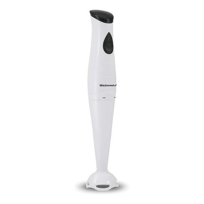 Elite Gourmet EHB-2425X Electric Immersion Hand Blender, Mixer, Chopper, 1-Touch Control Multi Purpose Electric Immersion Stick, Mixer, Chopper, 150 Watts, For Soups, Sauces, Baby Food, White