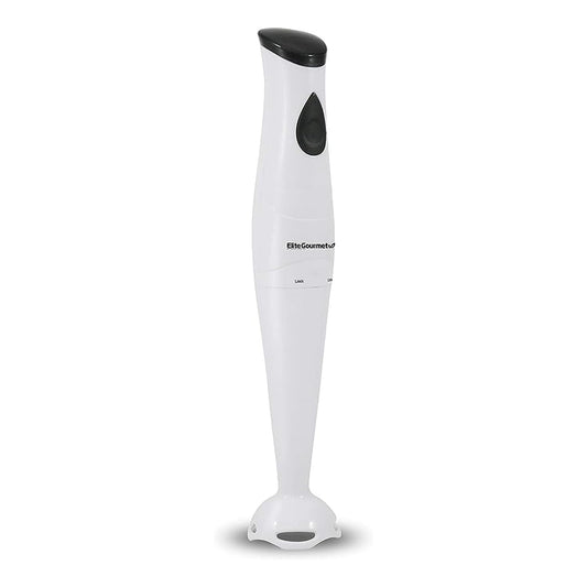 Elite Gourmet EHB-2425X Electric Immersion Hand Blender, Mixer, Chopper, 1-Touch Control Multi Purpose Electric Immersion Stick, Mixer, Chopper, 150 Watts, For Soups, Sauces, Baby Food, White