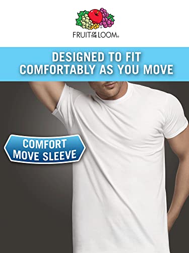Fruit of the Loom Men's Eversoft Cotton Stay Tucked Crew T-Shirt, Regular-12 Pack White, Large