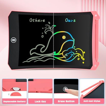 LCD Writing Tablet, 2 Pack Toddler Kids Toys Doodle Board, Colorful Drawing Pad Drawing Board, 8.5 Inch Doodle Pad Drawing Tablet, Educational Toys Christmas Birthday Gifts for Girls Boys Age 3-8