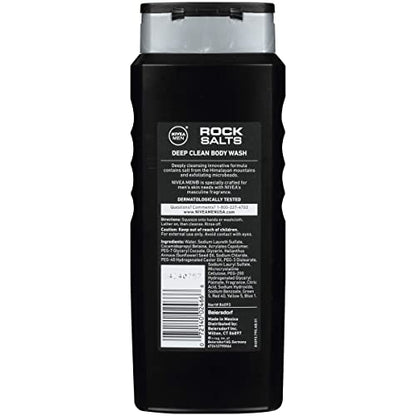 Nivea Men Deep Clean Rock Salts Body Wash, Exfoliating Rock Salt Body Wash, 3 Pack of 16.9 Fl Oz Bottles