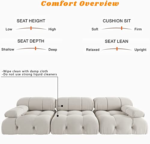 UPDATE: DEAD! JACH 104" Convertible Modular Sectional Sofa, Minimalist Mid-Century Velvet Sofas Couches, Luxury Modern 3-Seat Wide Couch Sectional for Living Room Bedroom Office Apartment (Beige)