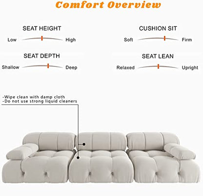 UPDATE: DEAD! JACH 104" Convertible Modular Sectional Sofa, Minimalist Mid-Century Velvet Sofas Couches, Luxury Modern 3-Seat Wide Couch Sectional for Living Room Bedroom Office Apartment (Beige)