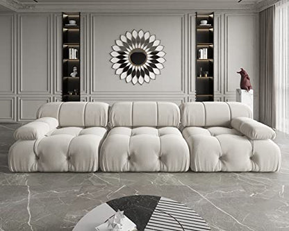 UPDATE: DEAD! JACH 104" Convertible Modular Sectional Sofa, Minimalist Mid-Century Velvet Sofas Couches, Luxury Modern 3-Seat Wide Couch Sectional for Living Room Bedroom Office Apartment (Beige)