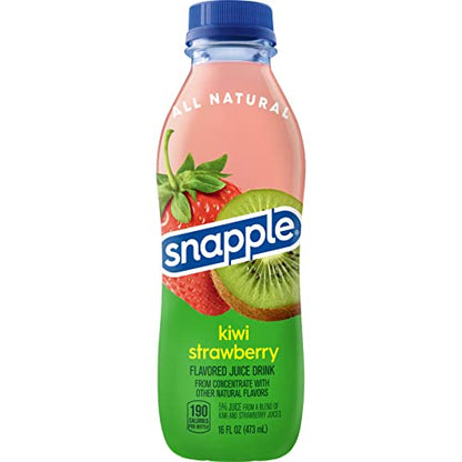 Snapple Kiwi Strawberry Juice Drink, 16 fl oz recycled plastic bottle, Pack of 12