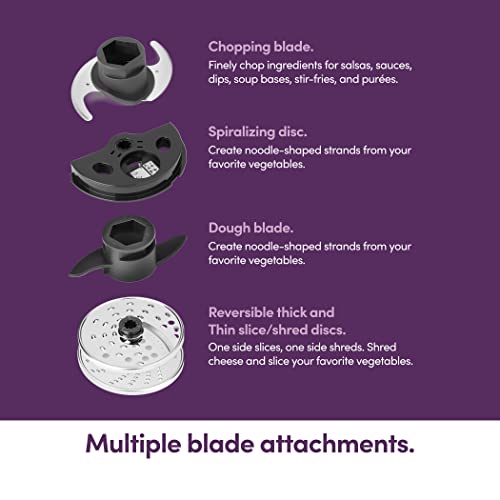 nutribullet NBP50100 Food Processor 450-Watts with 7-Cup Capacity and Stainless Steel Slice, Shred, Chop and Dough Attachments, Black