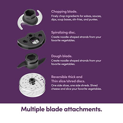 nutribullet NBP50100 Food Processor 450-Watts with 7-Cup Capacity and Stainless Steel Slice, Shred, Chop and Dough Attachments, Black