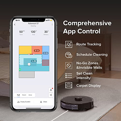 roborock S7 Robot Vacuum and Mop, 2500PA Suction & Sonic Mopping, Robotic Vacuum Cleaner with Multi-Level Mapping, Mop Floors and Vacuum Carpets in One Clean, Perfect for Pet Hair