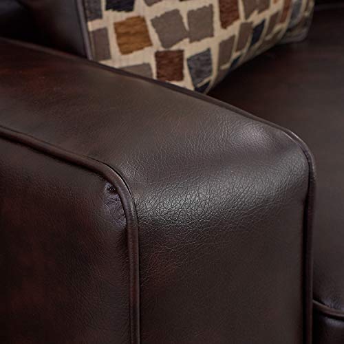 Serta Palisades Upholstered Sofas for Living Room Modern Design Couch, Straight Arms, Soft Fabric Upholstery, Tool-Free Assembly, 61" Loveseat, Chestnut Brown