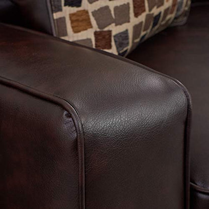 Serta Palisades Upholstered Sofas for Living Room Modern Design Couch, Straight Arms, Soft Fabric Upholstery, Tool-Free Assembly, 61" Loveseat, Chestnut Brown