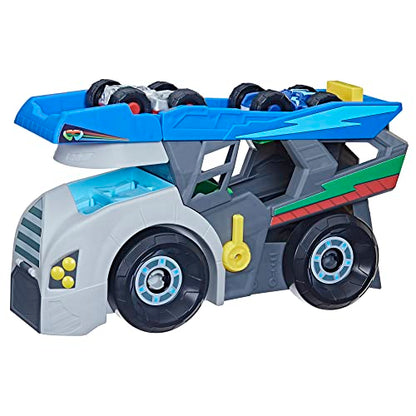 PJ Masks Power Heroes Hero Hauler Truck Playset with 2 Duo Racer Superhero Toy Cars, Preschool Toys for Kids 3 Years and Up