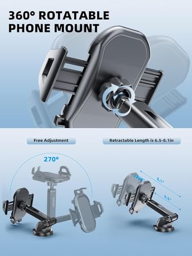 Felaladress Phone Holder Mount for Car [ Off-Road Level & Stable Hook ] Windshield Dashboard Air Vent Universal Hands-Free Automobile Mounts Cell Phone Holder Fit for iPhone Smartphones
