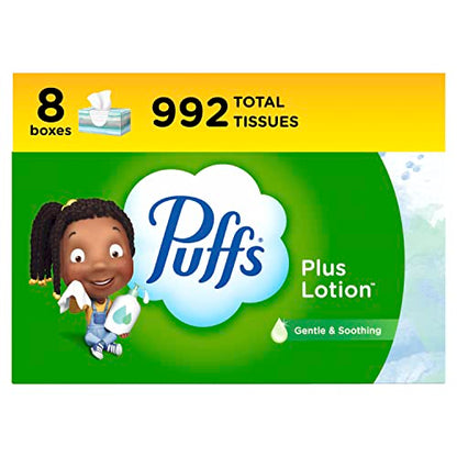 Add 3 To Your Cart! Puffs Plus Lotion Facial Tissues, 24 Family Boxes, 124 Facial Tissues per Box